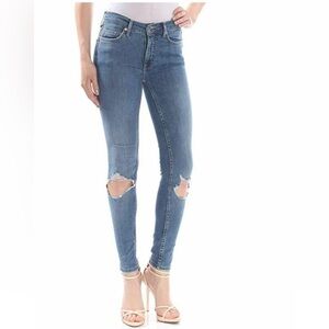 Free People High Rise Busted Knee Denim Skinny Blue Jeans Size 25 ✨